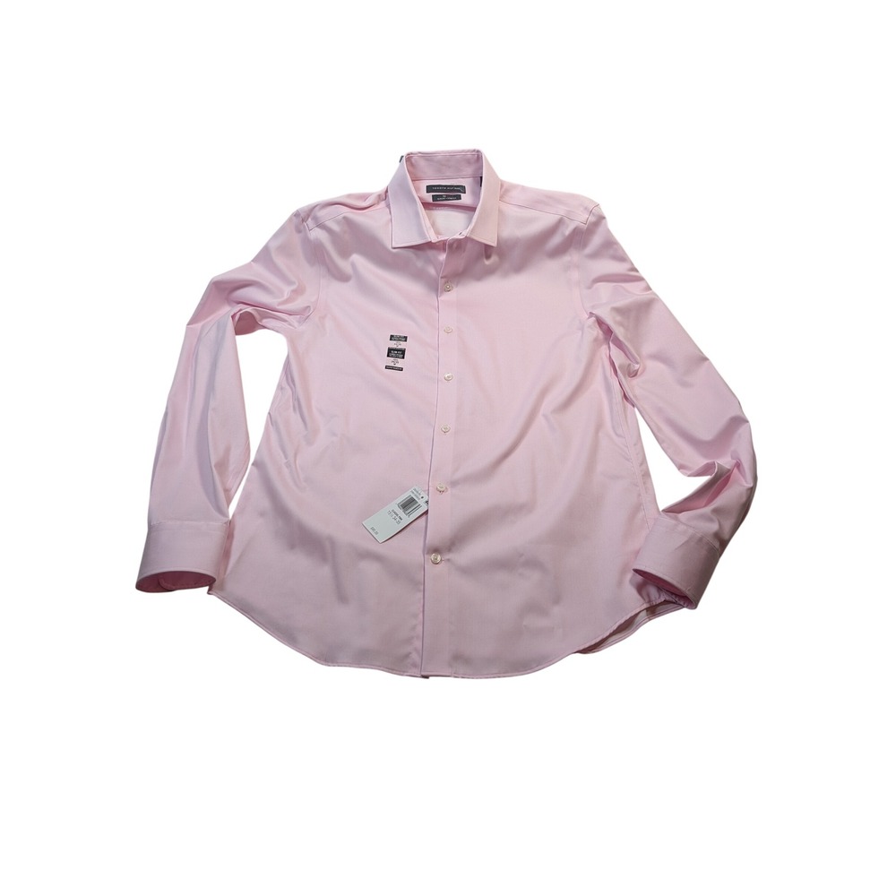 Tommy Hilfiger Mens TH Flex Slim Fit Dress Shirt 15.5 34/35 Classic Pink